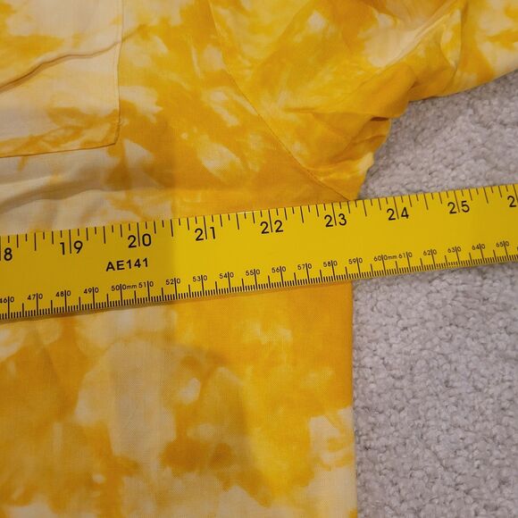 NWT Caara Women Long Sleeve Button Down Shirt Blouse Top Yellow Tie Dye Sz Large - Picture 5 of 10